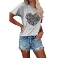 thumbnail image 1 of Anbech Heart Printed T-Shirt for Women Cute Graphic Junior Girls Short Sleeve Tee Tops with Crew Neck, 1 of 3