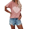 thumbnail image 1 of Anbech Heart Printed T-Shirt for Women Cute Graphic Junior Girls Short Sleeve Tee Tops with Crew Neck, 1 of 3