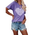 thumbnail image 1 of Anbech Heart Printed T-Shirt for Women Cute Graphic Junior Girls Short Sleeve Tee Tops with Crew Neck, 1 of 3