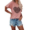 thumbnail image 1 of Anbech Heart Printed T-Shirt for Women Cute Graphic Junior Girls Short Sleeve Tee Tops with Crew Neck, 1 of 3