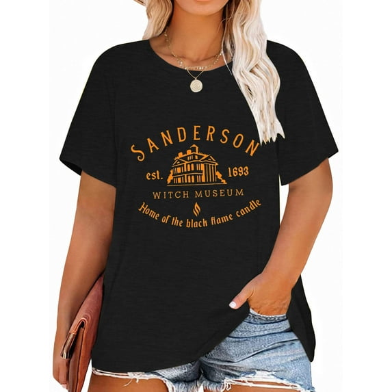 Anbech Hocus Pocus Halloween Shirts for Women Plus Size Holiday Tshirt Graphic Short Sleeve Tops