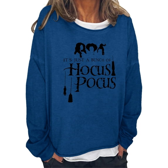 Anbech Women Hocus Pocus Sweatshirt Halloween Graphics Pullover Tees Long Sleeve Vintage Tops