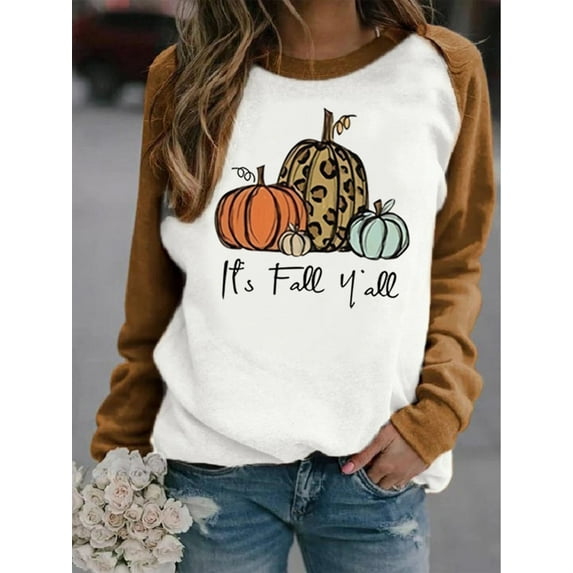 Anbech It's Fall Yall Shirt Women Pumpkin Sweatshirts Christmas Graphic Long Sleeve Crewneck Top