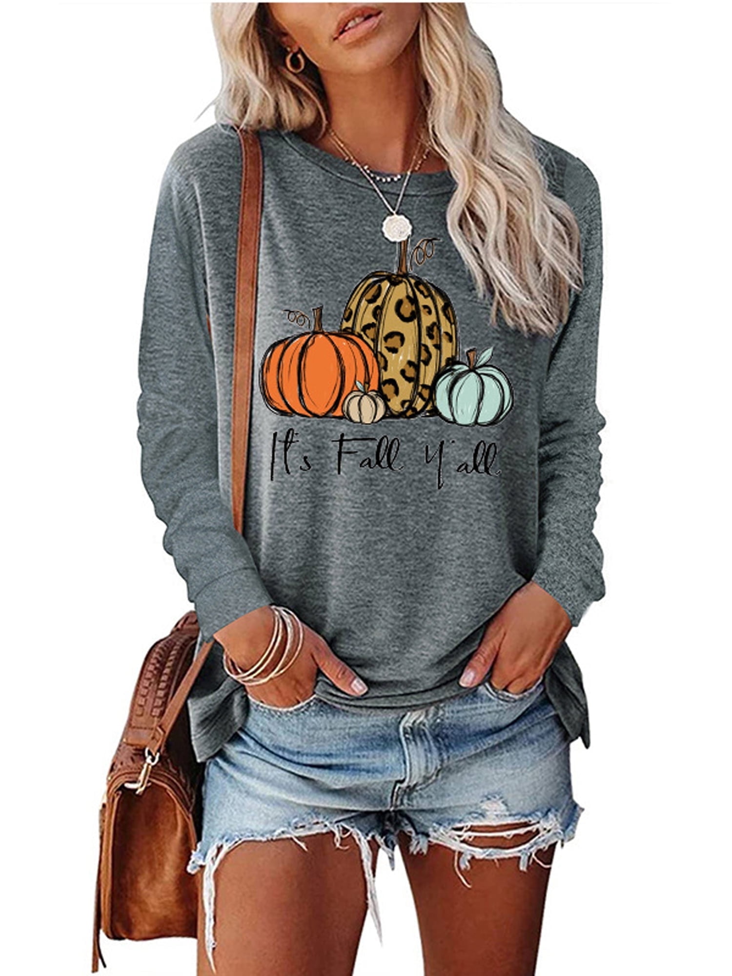 Anbech It's Fall Yall Shirt Women Pumpkin Sweatshirts Christmas Graphic Long Sleeve Crewneck Top
