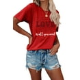 thumbnail image 1 of Anbech LOVE Printed T-Shirt for Women Casual Valentine's Day Graphic LOVE Is All You Need Junior Girls Short Sleeve Tee Tops with Crew Neck, 1 of 10