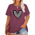 thumbnail image 1 of Anbech Love Heart Plus Size T-Shirts for Women Graphic Valentine's Day Short Sleeves Tees T-Shirt with Round Neck, 1 of 4