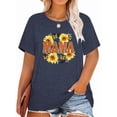 thumbnail image 1 of Anbech MAMA Sunflower Plus Size T-Shirts for Women Graphic Sunflower with Butterflies Print Oversize Short Sleeves T-Shirt with Round Neck, 1 of 9