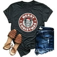 thumbnail image 1 of XCHQRTI Merry Christmas Coffee T Shirt Women Short Sleeve Novelty Graphics Tees, 1 of 1