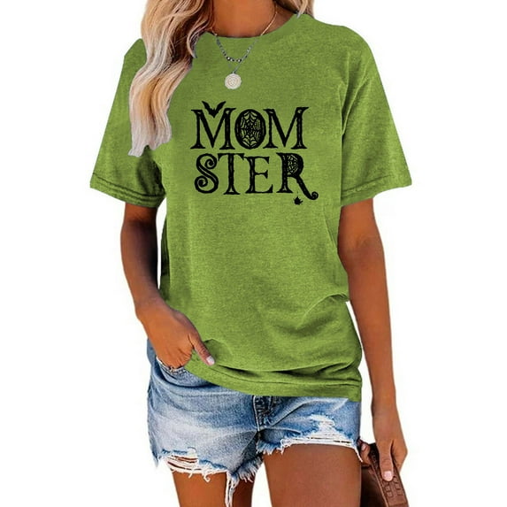 XCHQRTI Momster T Shirts for Women Spiderweb Tshirt Graphic Halloween Tees Funny Shirts Women