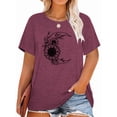 thumbnail image 1 of Anbech Moon And Sunflower Plus Size T-Shirts for Women Graphic Sunflower Moon Print Oversize Short Sleeves T-Shirt with Round Neck, 1 of 4