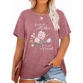 thumbnail image 1 of Anbech Mother's Day Plus Size T-Shirts for Women Graphic Flowers Print Oversize Short Sleeves T-Shirt with Round Neck, 1 of 4