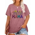thumbnail image 1 of Anbech Mother's Day Plus Size T-Shirts for Women Graphic Mama And Flowers Print Oversize Short Sleeves T-Shirt with Round Neck, 1 of 4
