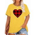 thumbnail image 1 of Anbech Plaid Heart Plus Size T-Shirts for Women Graphic Red Heart Print Short Sleeves Tees Plus T-Shirt with Round Neck, 1 of 4