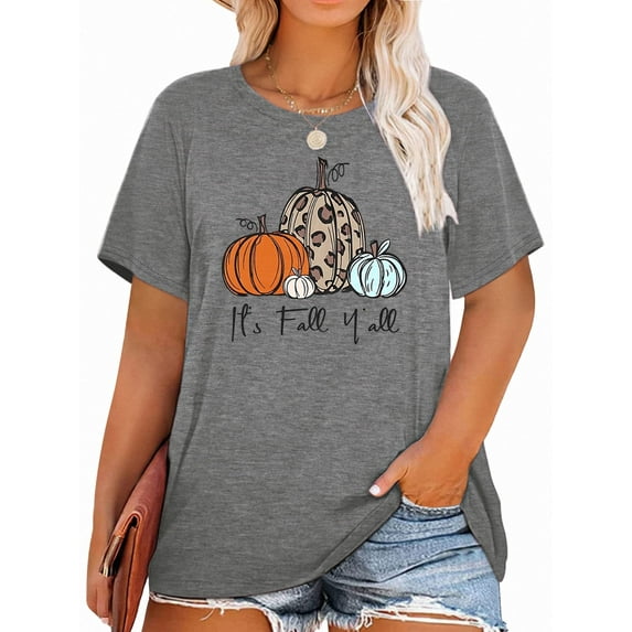Anbech Plus Size Hocus Pocus Shirt Christmas Tshirt for Women Its Fall Yall Short Sleeve Graphic Tees