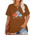 thumbnail image 1 of XCHQRTI Pumpkin Plus Size Women Tshirt Its Fall Yall Thanksgiving Short Sleeve Graphic Tees, 1 of 7