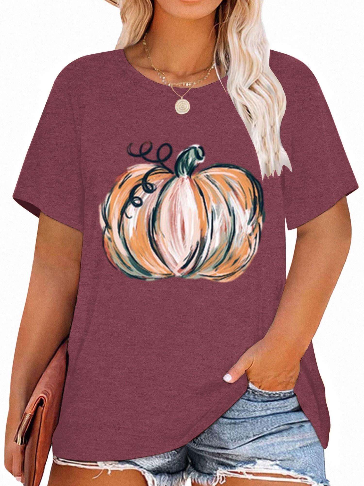 Plus Size Pumpkin Graphic Long Sleeve Sweatshirt