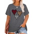 thumbnail image 1 of Anbech Plus Size Women Shirt Love Heart Crewneck Tshirt Short Sleeve Oversized Graphic Sweet Top, 1 of 2