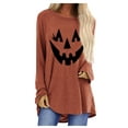 thumbnail image 1 of Anbech Pumpkin Face Sweatshirts for Women Halloween Pullover Mid Length Hoodie Long Sleeve Graphic Top, 1 of 3