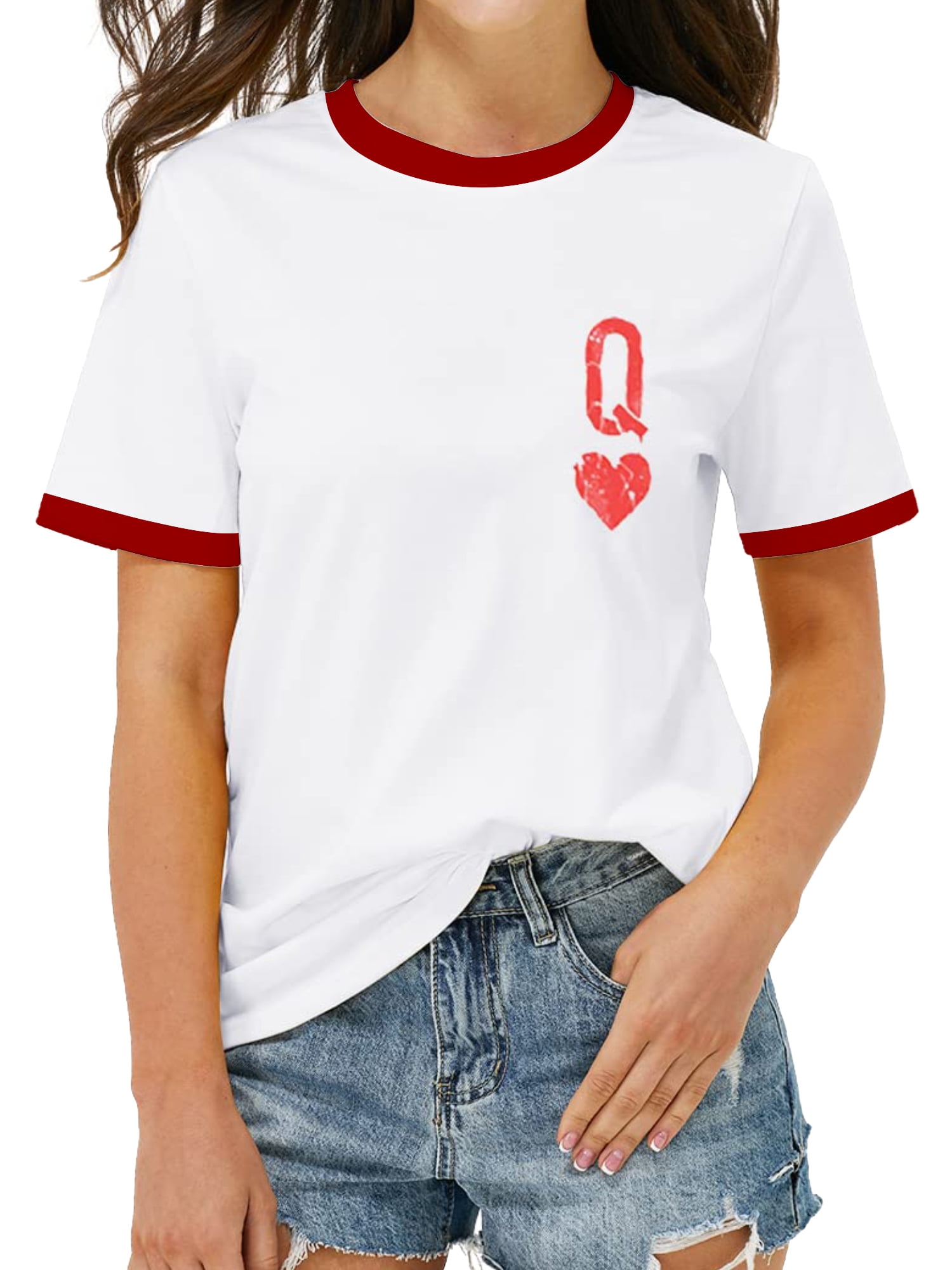 Anbech Queen of Hearts Blackjack Cards Poker 21 Q Couple Matching Women