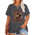 thumbnail image 1 of Anbech RODEO Plus Size T-Shirts for Women Graphic Long Live Cowboys Print Vintage Short Sleeves T-Shirt with Round Neck, 1 of 3