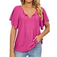 thumbnail image 1 of Anbech Ruffled Sleeve Womens V Neck Shirt 2024 Tunic Casual Blouse Tops, 1 of 8