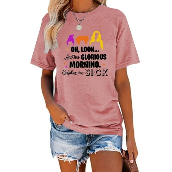 XCHQRTI Sanderson Sisters Shirt for Women Vintage Halloween Tshirt Graphic Shirts Funny Retro Short Sleeve Tops