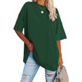 thumbnail image 1 of Anbech Shoulder Drop Shirt for Women Oversized Tshirt O Neck Casual Solid Loose Fit Short Sleeve Top, 1 of 3
