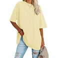 thumbnail image 1 of Anbech Shoulder Drop Shirt for Women Oversized Tshirt O Neck Casual Solid Loose Fit Short Sleeve Top, 1 of 3