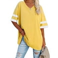 thumbnail image 1 of Anbech Shoulder Drop Shirt for Women Oversized Tshirt V Neck Casual Solid Loose Fit Short Sleeve Top, 1 of 3