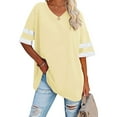 thumbnail image 1 of Anbech Shoulder Drop Shirt for Women Oversized Tshirt V Neck Casual Solid Loose Fit Short Sleeve Top, 1 of 3