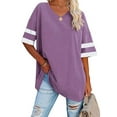 thumbnail image 1 of Anbech Shoulder Drop Shirt for Women Oversized Tshirt V Neck Casual Solid Loose Fit Short Sleeve Top, 1 of 3