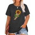 thumbnail image 1 of Anbech Skeleton Hand Holding Sunflower Plus Size T-Shirts for Women Graphic Sunflower Print Oversize Short Sleeves T-Shirt with Round Neck, 1 of 4
