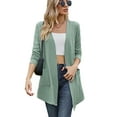 thumbnail image 1 of Anbech Solid Color Women's Cardigan Open Front Shirt with Pockets Long Sleeve Button Design Outwear, 1 of 8