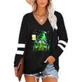thumbnail image 1 of Anbech St. Patrick's Day Long Sleeve T-Shirt for Women Casual Sweatshirt Four-leaf Clover Print Tee Shirt with Round Neck, 1 of 2