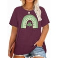thumbnail image 1 of Anbech St. Patrick's Day Plus Size T-Shirts for Women Graphic Green Rainbow Plaid Clover Print Oversize Tees Shamrock Short Sleeves T-Shirt with Round Neck, 1 of 4
