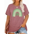 thumbnail image 1 of Anbech St. Patrick's Day Plus Size T-Shirts for Women Graphic Green Rainbow Plaid Clover Print Oversize Tees Shamrock Short Sleeves T-Shirt with Round Neck, 1 of 4