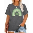 thumbnail image 1 of Anbech St. Patrick's Day Plus Size T-Shirts for Women Graphic Green Rainbow Plaid Clover Print Oversize Tees Shamrock Short Sleeves T-Shirt with Round Neck, 1 of 4