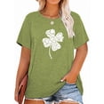 thumbnail image 1 of Anbech St. Patrick's Day Plus Size T-Shirts for Women Graphic Clover Print Tees Oversize Shamrock Short Sleeves T-Shirt with Round Neck, 1 of 4