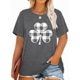 thumbnail image 1 of Anbech St. Patrick's Day Plus Size T-Shirts for Women Graphic Plaid Clover Print Tees Shamrock Short Sleeves T-Shirt with Round Neck, 1 of 4