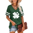 thumbnail image 1 of Anbech St. Patrick's Day Short Sleeve T-Shirt for Women Casual Four-leaf Clover Print Tee Shirt with Round Neck, 1 of 4