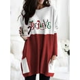 thumbnail image 1 of XCHQRTI Stitching Color Womens Sweatshirts With Pocket Merry Christmas Graphic Pullover Long Sleeve Mid Length Top, 1 of 2