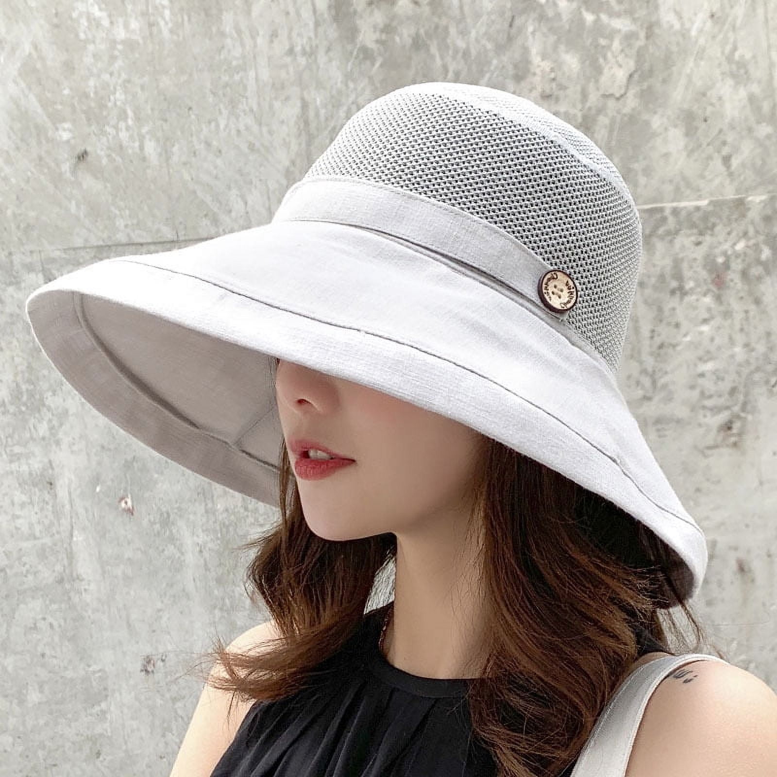 White Sun Bucket Hat - Women\'s Lightweight Summer Hat Sun Goddess Bucket Hat, White, UPF50+ main image 3