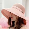 thumbnail image 1 of Anbech Summer Hats for Women Mesh Sun Beach Hat Womens Lightweight, Stowable, Wide-Brimmed Bucket Hat With Chin Strap And Uv Protection，pink, 1 of 4