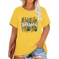 thumbnail image 1 of Anbech Sunflower Plus Size T-Shirts for Women Graphic Leopard Blessed Sunflower Print Oversize Short Sleeves T-Shirt with Round Neck, 1 of 4