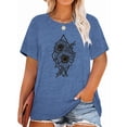 thumbnail image 1 of Anbech Sunflower Plus Size T-Shirts for Women Graphic Sunflower Print Oversize Short Sleeves T-Shirt with Round Neck, 1 of 4