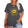 thumbnail image 1 of Anbech Sunflower Plus Size T-Shirts for Women Graphic Sunflower Print Oversize Short Sleeves T-Shirt with Round Neck, 1 of 4