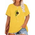 thumbnail image 1 of Anbech Sunflower Plus Size T-Shirts for Women Graphic Sunflower with Notes Print Oversize Short Sleeves T-Shirt with Round Neck, 1 of 4