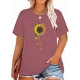 thumbnail image 1 of Anbech Sunflower Plus Size T-Shirts for Women Graphic Sunflower with Notes Print Oversize Short Sleeves T-Shirt with Round Neck, 1 of 4