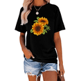 thumbnail image 1 of Anbech Sunflower T-Shirt for Women Graphic Butterfly Printed Short Sleeve Tee Tops with Crew Neck, 1 of 4
