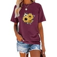 thumbnail image 1 of Anbech Sunflower T-Shirt for Women Graphic Butterfly Printed Short Sleeve Tee Tops with Crew Neck, 1 of 4
